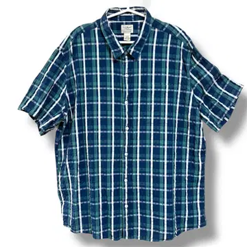 L.L.Bean 체크 무늬 반팔 셔츠 XXL-REG