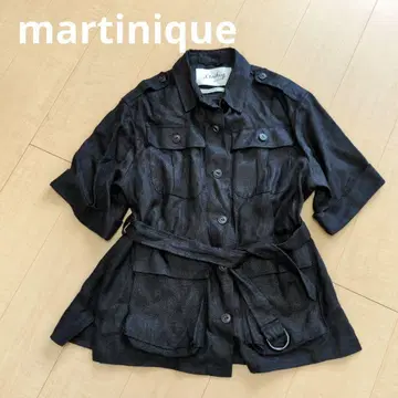 martinique 블랙 린넨 반팔 테일러드 자켓 여성용 F