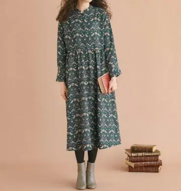 윌리엄 모리스 코듀로이 원피스 블루그린 계열 LL