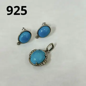 터콰이즈 925 탑 귀걸이 메레 다이아