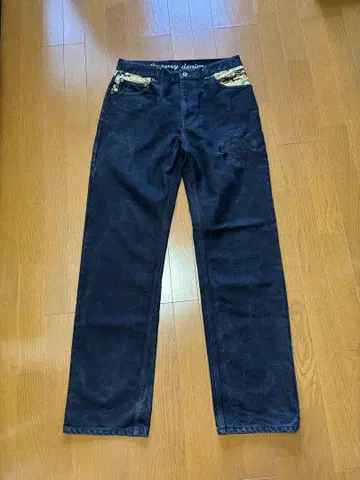 카라쿠리타마시 와이드 스트레이트 데님 일본풍 패턴