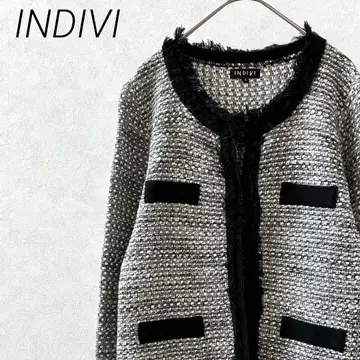 INDIVI 가디건 니트 크루넥 후크 버튼 심플 겉옷
