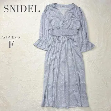 SNIDEL 스나이델 롱 원피스 허리 개더 도트 A 라인
