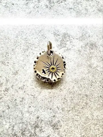 실버 태양 모티브 목걸이 탑 실버 925 타타키