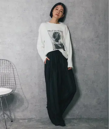 Another s 프린지 스트라이프 턱 팬츠