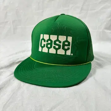 90s CASE 이탈리아 기업 로고 건설 5패널 그린 메쉬 캡