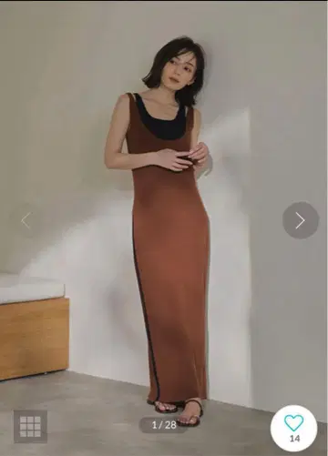 anuans 아누앙스 레이어드 바이컬러 니트 원피스