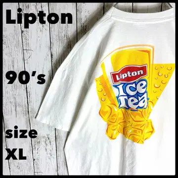 초레어 푸마 립톤 양면 프린트 기업 물품 XL 티셔츠 구제 의류 90s