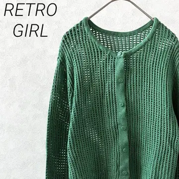 RETRO GIRL 가디건 크루넥 헐렁한 니트 숏 기장