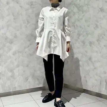 PLST 펄 버튼 페플럼 셔츠 M