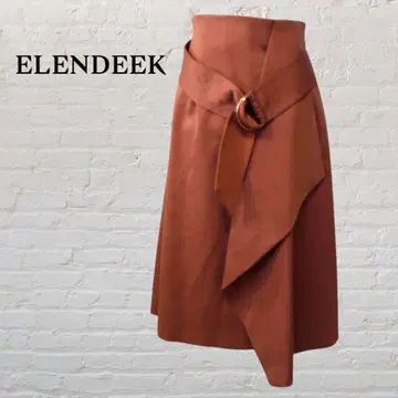 ELENDEEK 엘렌딕 스커트 랩 스타일 벽돌색