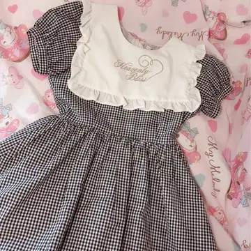 앙크루즈 깅엄 체크 미니 원피스