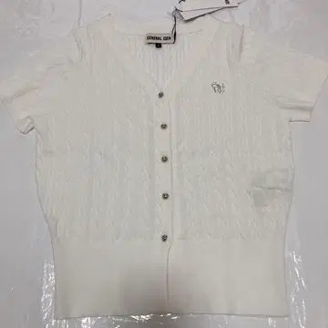 GENERAL IDEA 케이블 니트 반팔 가디건