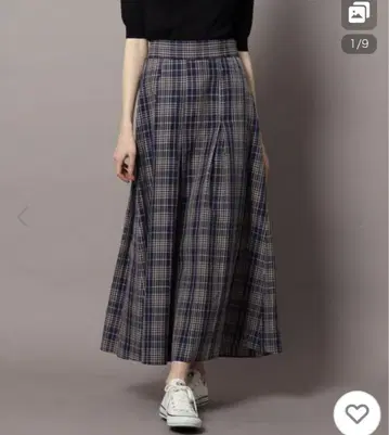DRESSTERIOR 드레스테리아 네이비 계열 체크 플레어 스커트