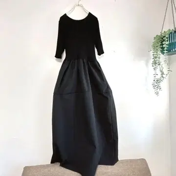 &.NOSTALGIA 원피스 M 블랙 롱 원피스 플레어 스커트
