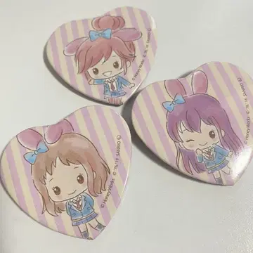 HoneyWorks 산리오 콜라보 캔뱃지 하트 3개 세트
