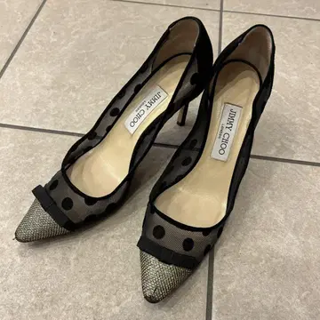 JIMMY CHOO 도트 무늬 하이힐 38 하프