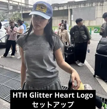 HTH Glitter Heart Logo 셋업 그레이 하트 로고