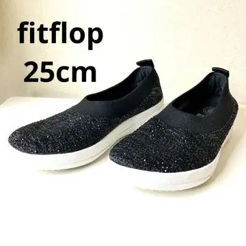 새상품급 핏플랍 슬립온 US8 블랙 글리터 라메 25cm