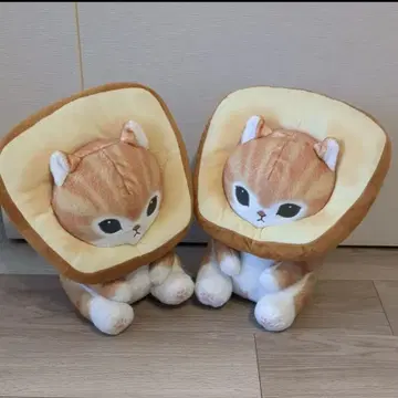 고양이 봉제 인형 빵 카라 부착 2개 세트