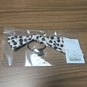 체리 패턴 리본 포니테일 베이지