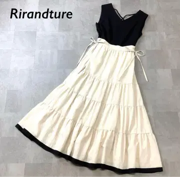 Rirandture 바이컬러 레이스업 티어드 원피스
