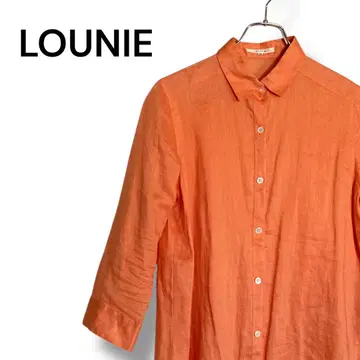 LOUNIE 루니 린넨 100% 셔츠 블라우스 L 오렌지