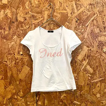 INED 이네드 반팔 티셔츠 로고 디자인 면 혼방 화이트 여성용 9