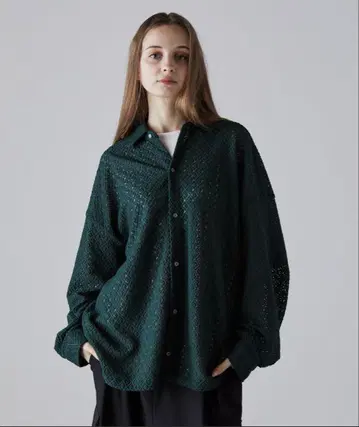 CLEL 벌룬 소매 루즈 레이스 셔츠 S 사이즈