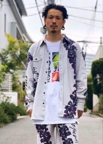 LEFLAH 꽃무늬 긴팔 셔츠 XL