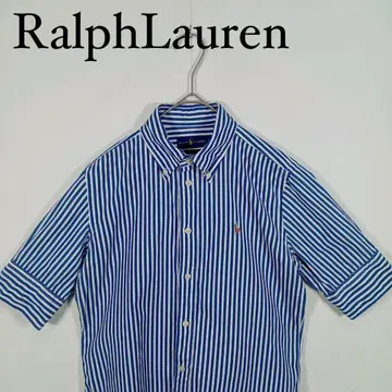 Ralph Lauren 반팔 스트라이프 버튼 다운 셔츠 여성용 S