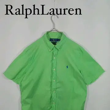 Ralph Lauren 반팔 버튼 다운 셔츠 옐로우 그린 파스텔 컬러 M