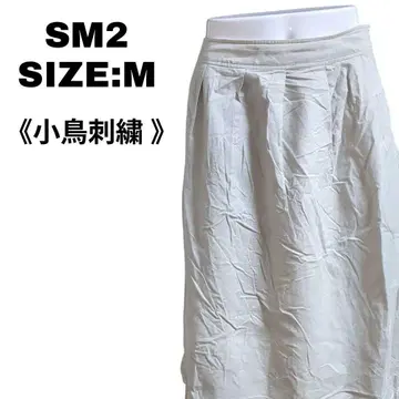 SM2 면100% 작은 새 자수 스커트 M 내추럴 구제 의류