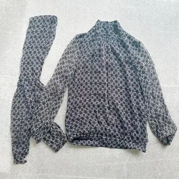 DAMA 컬렉션 실크 쉬폰 블라우스 리본 포함