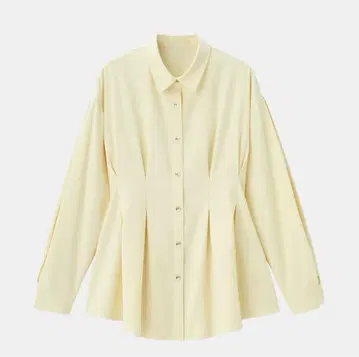 PLST 플라스테 드레이피 페플럼 셔츠 S 44 YELLOW