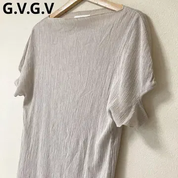G.V.G.V. 심플 롱 원피스 주름 가공 그레이 베이지 신축성