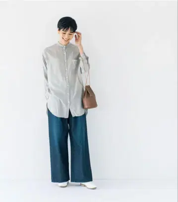 북유럽, 생활용품점 깔끔하게 보이는 턱 인 와이드 데님 L 사이즈