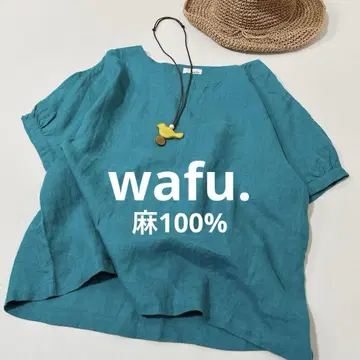 wafu. 일본제 솜을 뜯어낸 복장 린넨 풀오버 블라우스