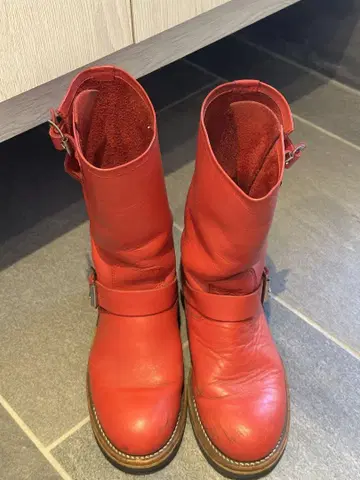 HAWKINS 빨간색 가죽 엔지니어 부츠 7E(25cm)
