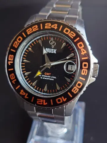 MUSK GMT 시계 스테인리스 스틸