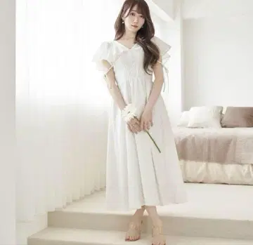 RoseMuse 코튼 레이스 플레어 드레스 화이트