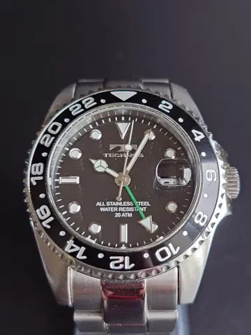 TECHNOS 스테인리스 스틸 GMT 시계