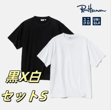 레어템 유니클로 론 허먼 티셔츠 화이트/블랙 2장 S