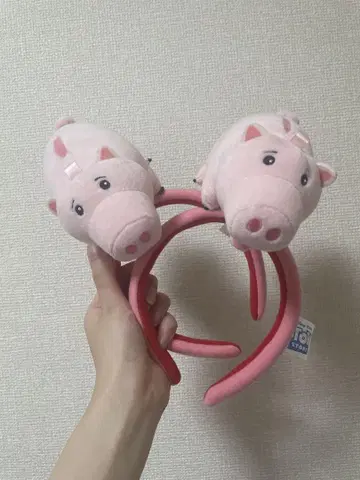 돼지 캐릭터 머리띠 핑크