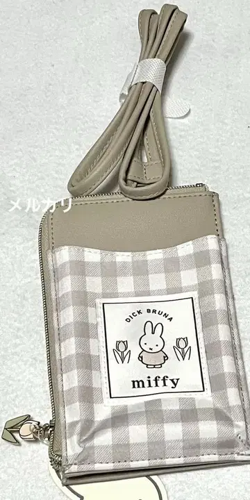 미피 깅엄 체크 그레이 스마트폰 파우치 숄더 파우치
