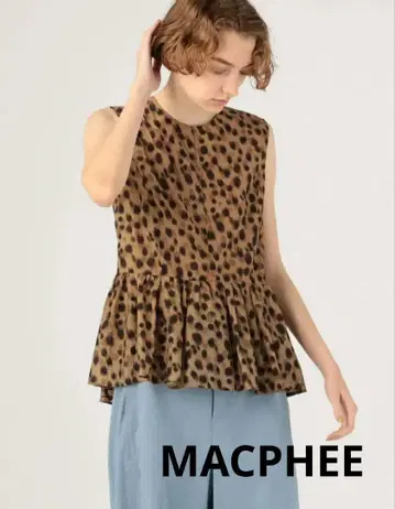 투모로우랜드 MACPHEE 레오파드 프린트 슬리브리스 블라우스 S