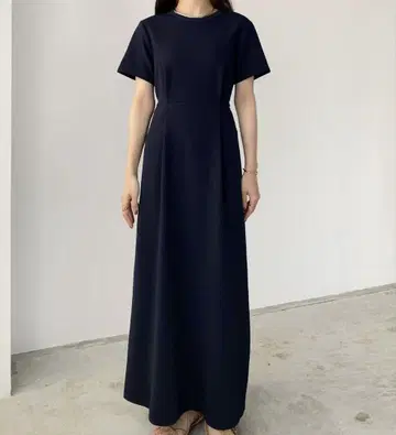 네이비 롱 원피스 L 사이즈 허리 리본 포함