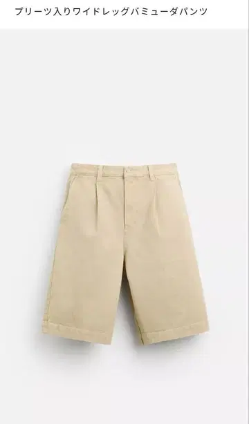 ZARA 자라 플리츠 와이드 레그 숏 팬츠 베이지