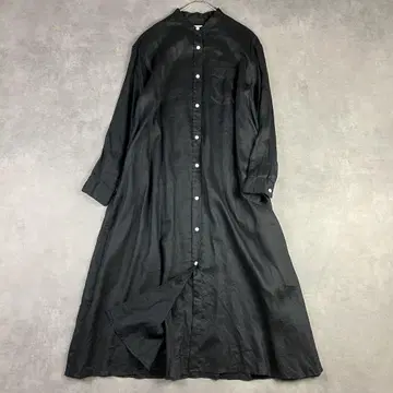 저널 스탠다드 리룸 린넨 밴드 카라 롱 셔츠 원피스