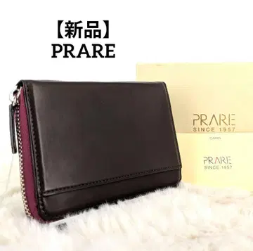 새상품 PRARE 프렐리 양가죽 코인 케이스 카드 홀더 브라운 계열